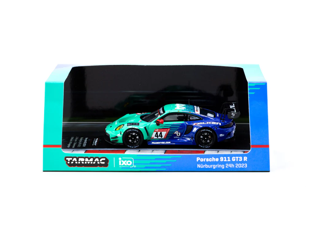 Tarmac Works X iXO Models 1/64 Porsche 911 GT3 R Nürburgring 24h 2023 #44 - HOBBY64 T64-084-23NUR44