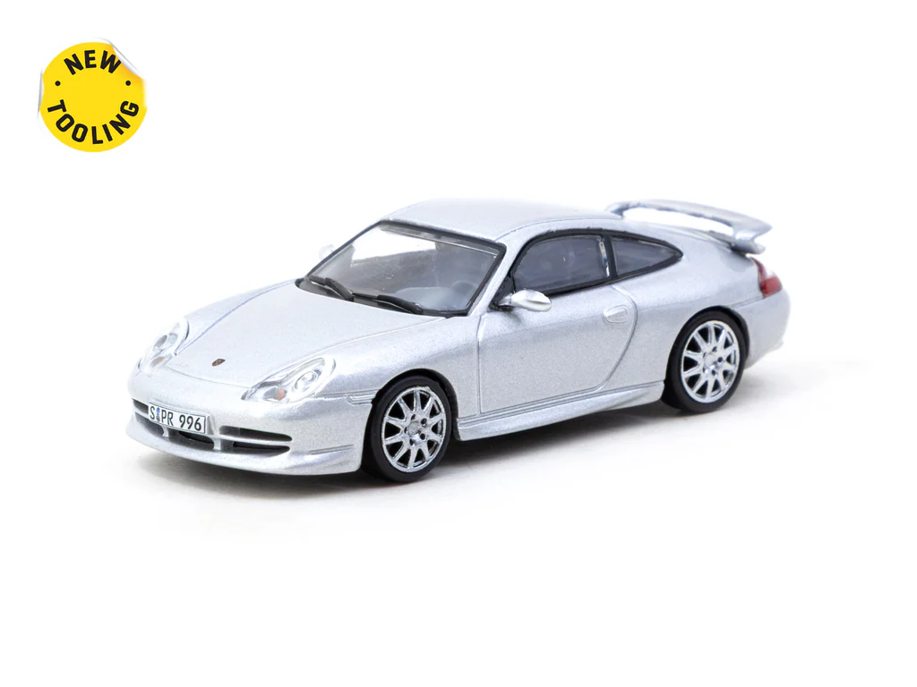Tarmac Works X iXO Models 1/64 Porsche 911 GT3 (type 996) Silver - GLOBAL64 T64G-069-SL
