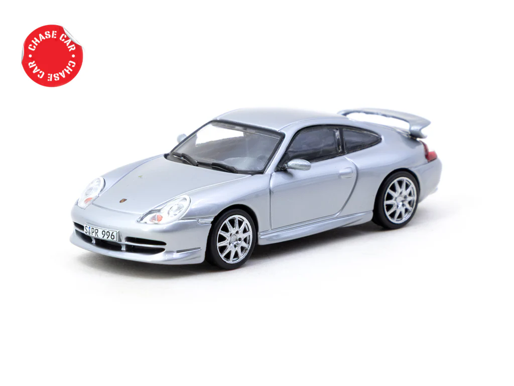 Tarmac Works X iXO Models 1/64 Porsche 911 GT3 (type 996) Silver - GLOBAL64 T64G-069-SL - Thumbnail