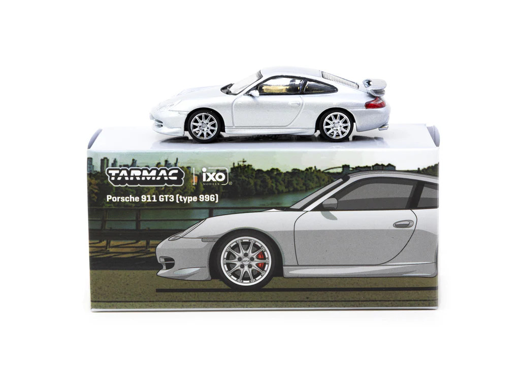 Tarmac Works X iXO Models 1/64 Porsche 911 GT3 (type 996) Silver - GLOBAL64 T64G-069-SL - Thumbnail