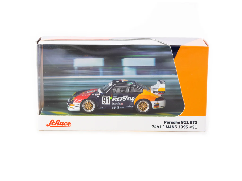 Tarmac Works X Schuco 1/64 Porsche 911 GT2 24h LE MANS 1995 #91 - COLLAB64 T64S-004-REP - Thumbnail