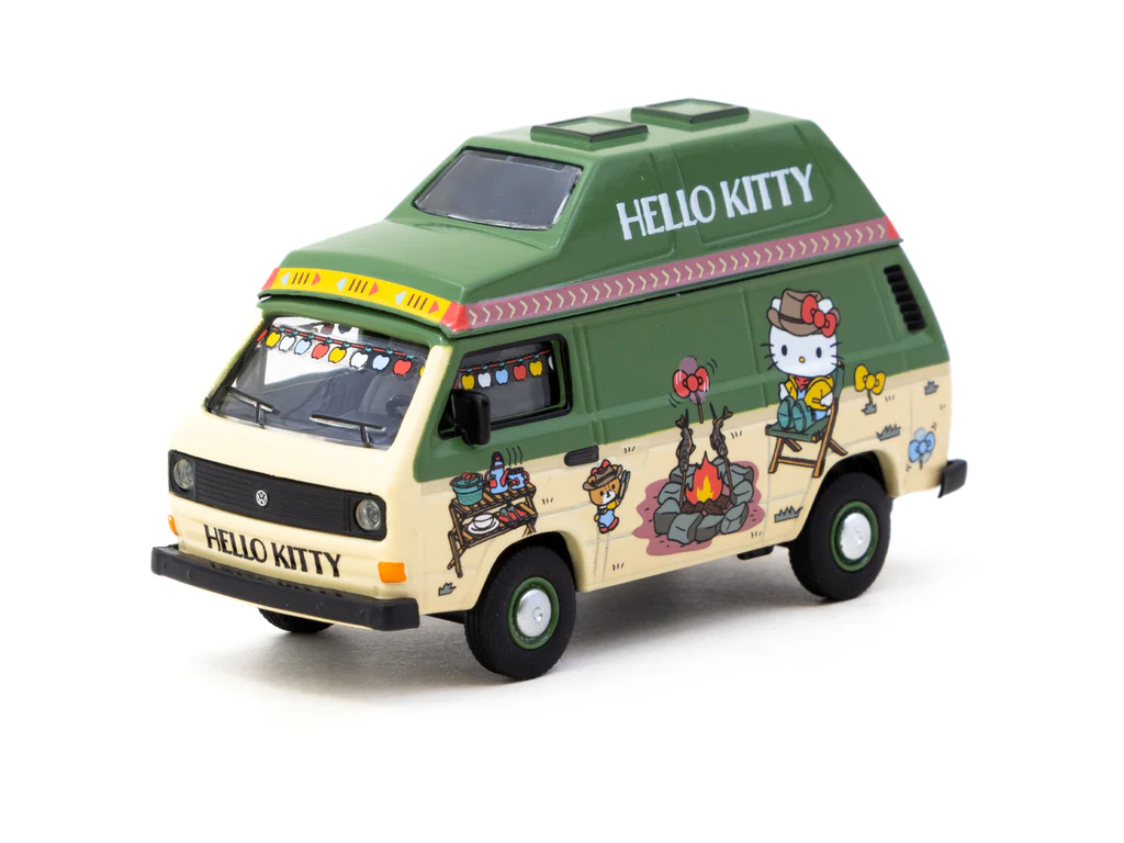 Schuco x Tarmac Works 1/64 Volkswagen T3 Van Hello Kitty Camping - COLLAB64 T64S-001-HK - Thumbnail