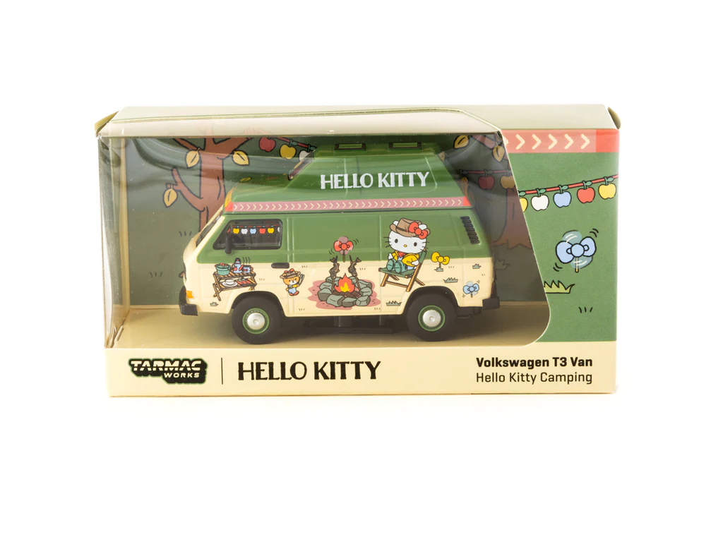 Schuco x Tarmac Works 1/64 Volkswagen T3 Van Hello Kitty Camping - COLLAB64 T64S-001-HK - Thumbnail