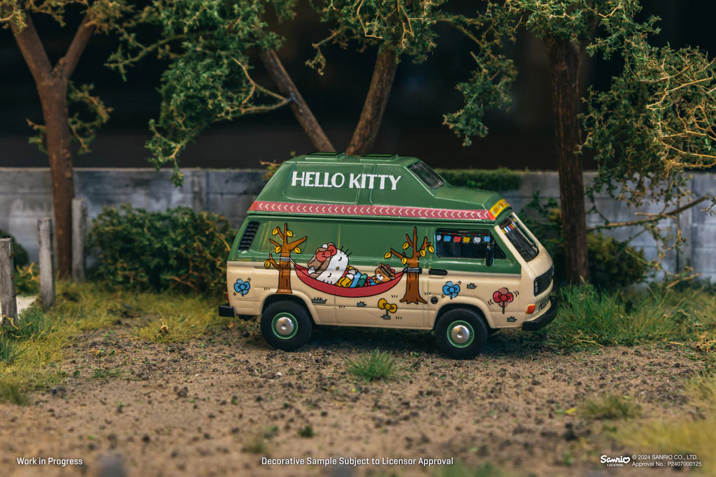 Schuco x Tarmac Works 1/64 Volkswagen T3 Van Hello Kitty Camping - COLLAB64 T64S-001-HK - Thumbnail
